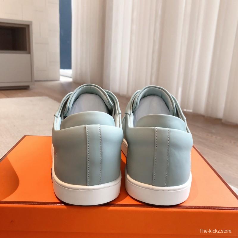 2025 Men Hermes Gray Leather Sneakers Casual AS00380