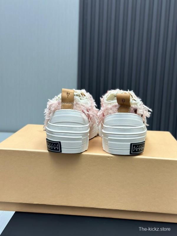 2025 Women XVESSEL Pink White Canvas Plimsolls Distressed AS00260