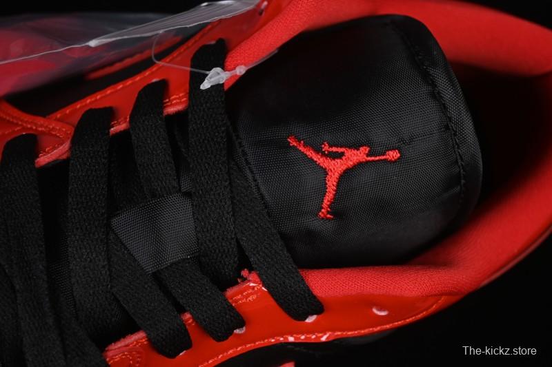 Nike Air Jordan 1 Low AJ1 Patent Leather Black Red Low-Top Casual Sneakers HV4089-006