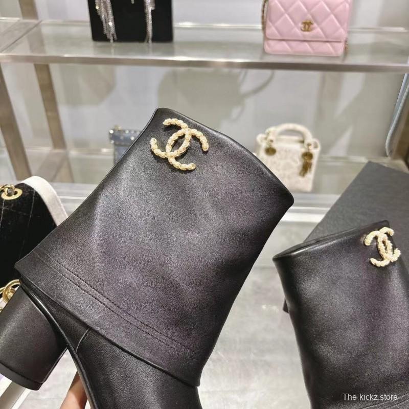 Chanel 2025/SS Runway Turn-Cuff Block Heel Straight Boots Tube Boots Classic Color Block - LY00400