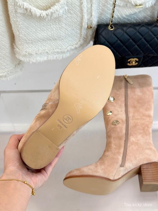 Chanel 25K Double C Metal Buckle High Heel Boots - KFY00530