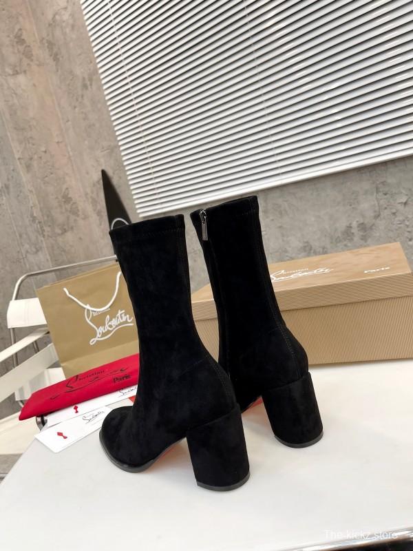 Christian Louboutin 2025/SS Chunky Heel Elastic Ankle Boots - LY00300