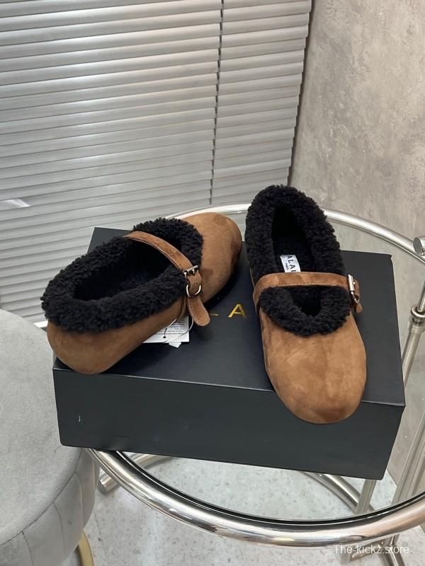 Alaia Fall/Winter 2025 Wool Mary Jane Ballet Flats - KFY00310