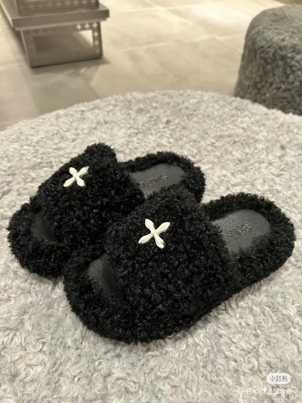 SMFK 2025/SS Fur Mule Sandals Latest Popular Cross Pattern - KFY00230