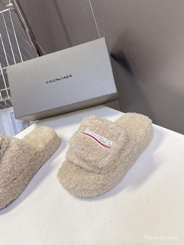 Balenciaga 2025 SS Couple Edition Coca-Cola Fur Slides - KFY00230