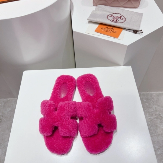 H Teddy Wool H Slippers Flat Sole Winter Edition - LY00240