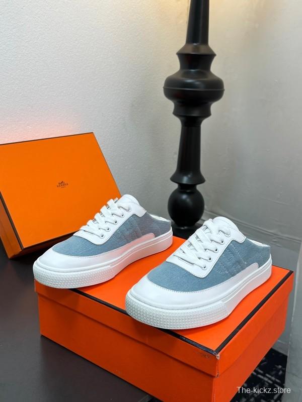 Hermès Deep Series Couple's White Sneakers Casual Skate Shoes - AS00320
