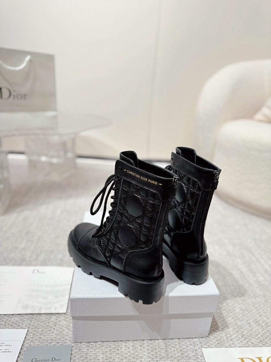 DIOR CHRONO Embroidered Motorcycle Ankle Boots - LY00390