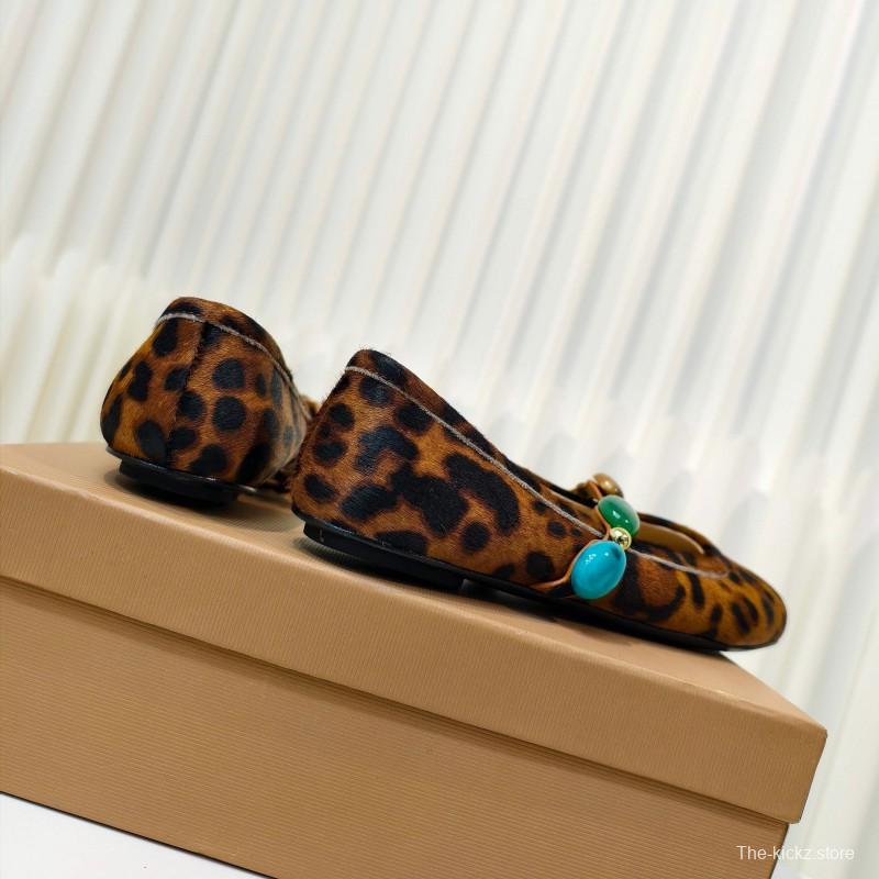 Gianvito Rossi Bohemian Style Turquoise Flat Ballet Shoes - LY00320