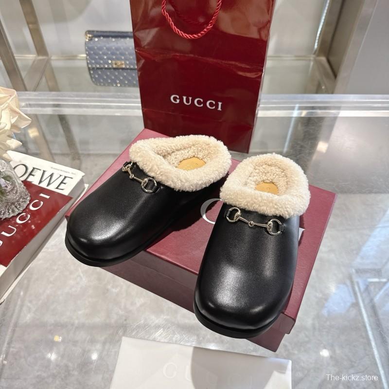 Gucci 2025 SS Autumn Winter New Suede Leather Horsebit Detail Women's Wool Loafers - LY00260