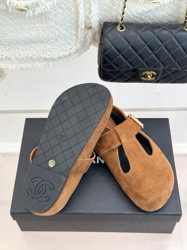 Chanel 2025 SS Minimalist Retro Birkenstock Sandals Half-Drag - KFY00280